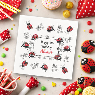 Whimsical Ladybugs Birthday Pappersservett