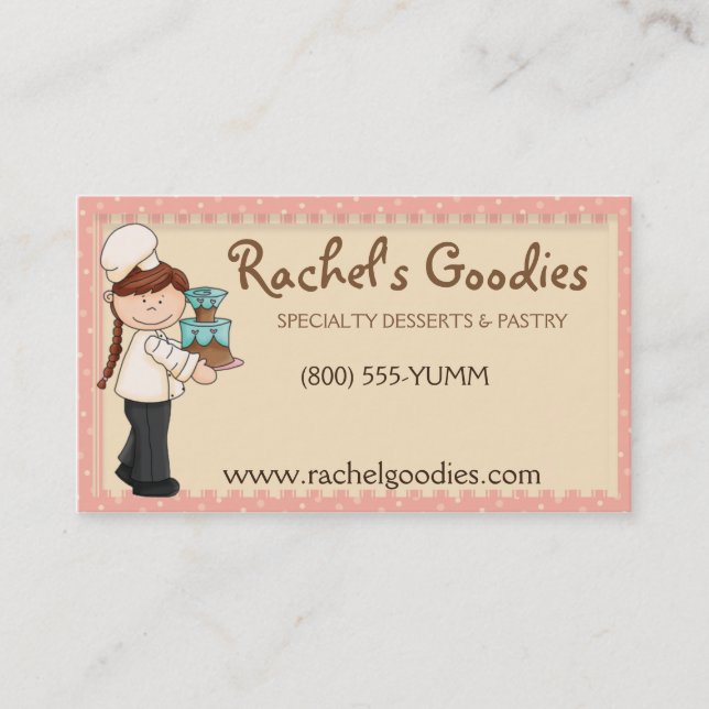 Whimsical Land Baker Business Profile Card Visitkort (Framsida)