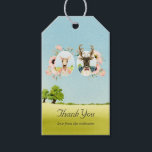 Whimsical lantlig skogshjort bröllop presentetikett<br><div class="desc">Whimsical hjortpar medallonger och rosablommande boho blommiga bröllop tack-gåvor etiketter.</div>