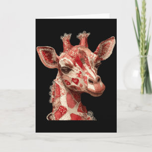 Whimsical Lapptäcke Hjärtan Romantisk Giraff Kort