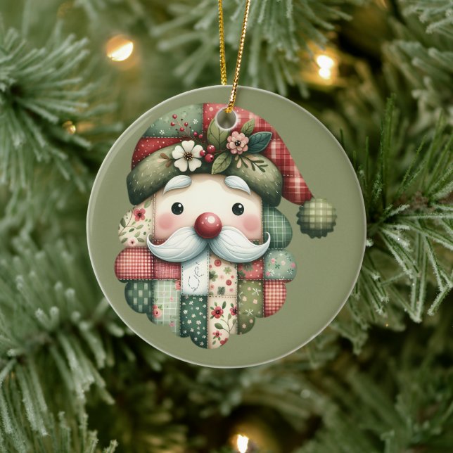 Whimsical Lapptäcke Santa Folk Jul Julgransprydnad Keramik (Träd)