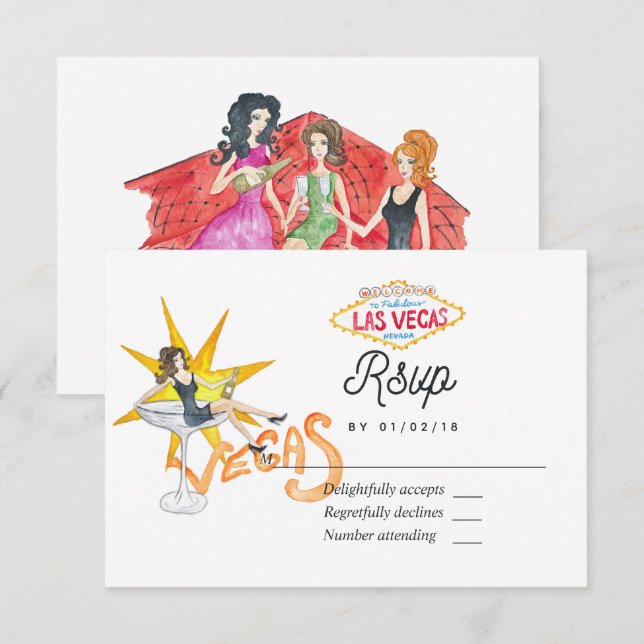 Whimsical Las Vegas Bröllop RSVP-kort OSA Kort (Fram/baksida)