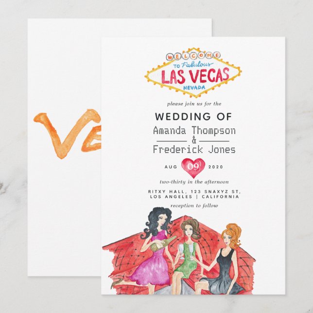 Whimsical Las Vegas Wedding-inbjudan Inbjudningar (Fram/baksida)