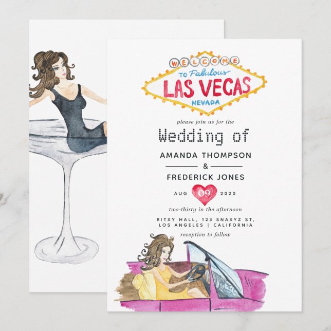 Whimsical Las Vegas Wedding-inbjudan Inbjudningar (Fram/baksida)