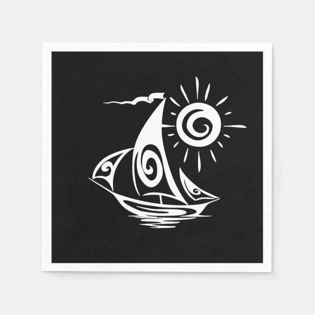 Whimsical Lata Segelbåt Pappersservett (Framsidan)