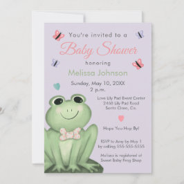 Whimsical Lavendel Groda Baby Shower Inbjudningar
