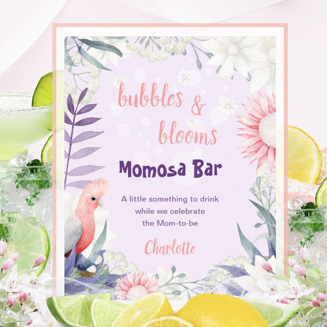 Whimsical Lavendel Momosa Bar Baby Shower Skylt (Enchanted Lavender Drink Sign Baby Shower Poster ©Susanne Sachers - Sunny Mind 🌞)