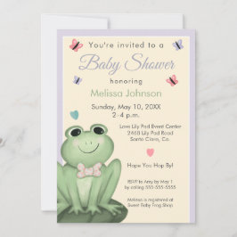 Whimsical Lavendelkräm Groda Baby Shower Inbjudningar