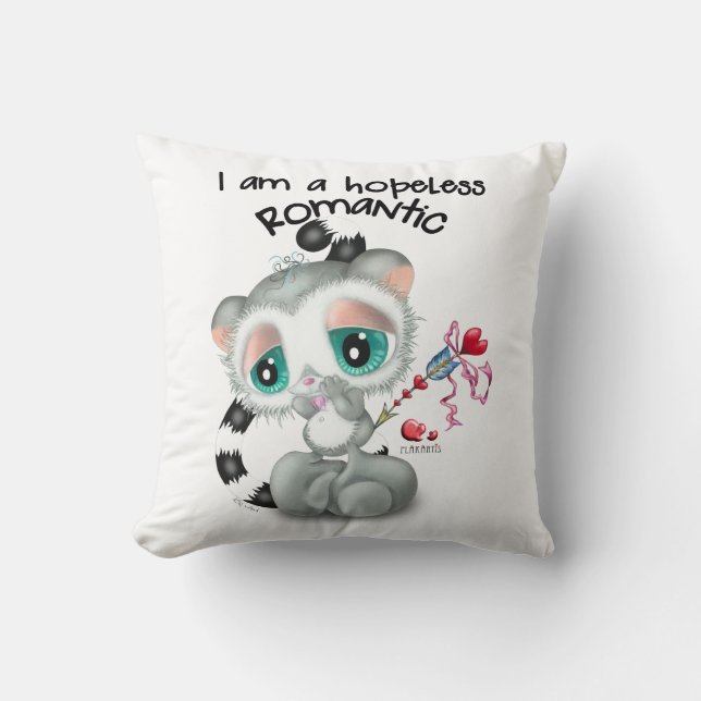 Whimsical Lemur with Heart Arrow – Cozy Love Kudde (Framsida)
