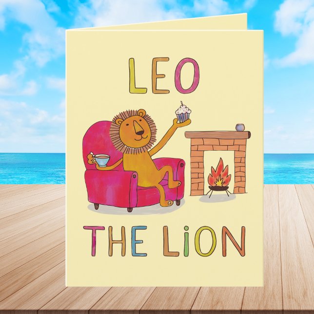 Whimsical Leo Lejon Zodiac Astrology Birthday o Tack Kort (Skapare uppladdad)