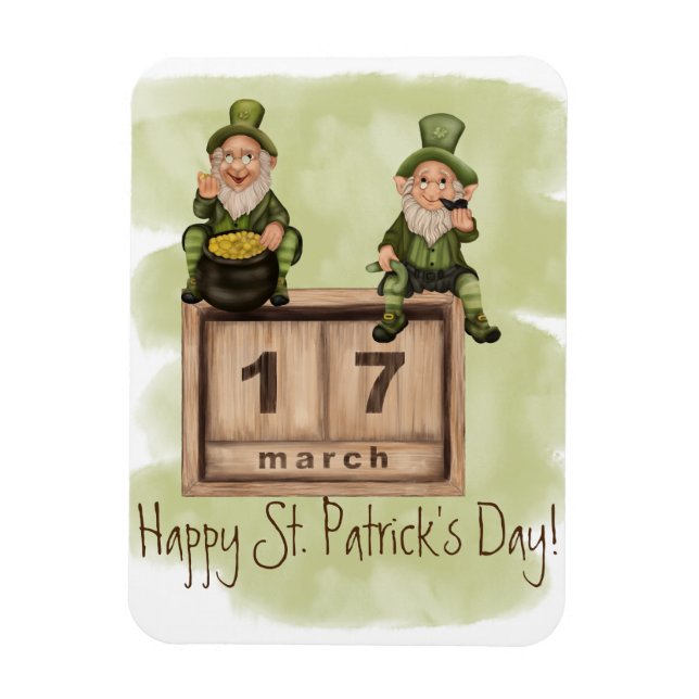 Whimsical Leprechaunss St. Patrick's Day Magnet (Vertikal)