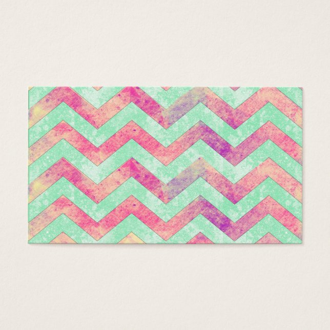 Whimsical Lila Abstrakt Mint Grönt Rosa Chevron Visitkort (Framsidan)