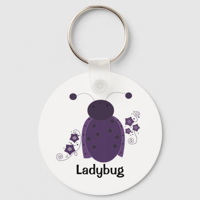 Whimsical Lila Ladybug Nyckelring (Framsida)