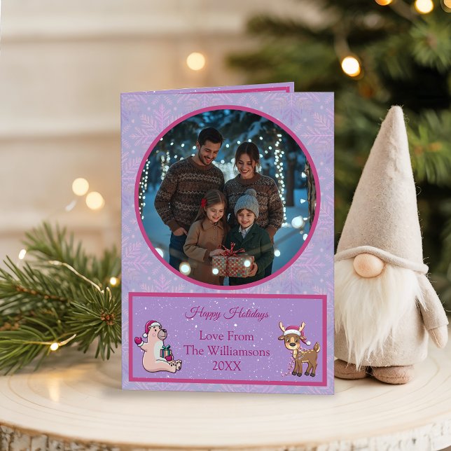 Whimsical Lilac Holiday Photo Folded Holiday Card Helgkort (Skapare uppladdad)