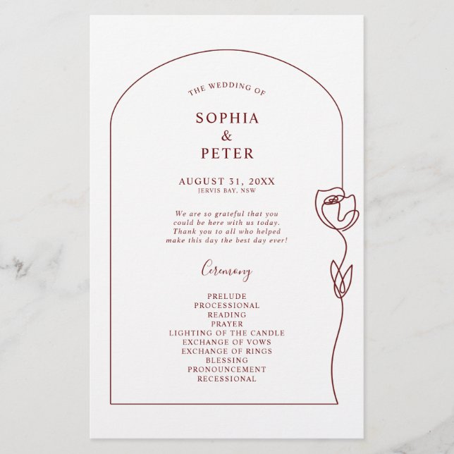 Whimsical Line Ro Arch Ceremony-programmet (Framsida)