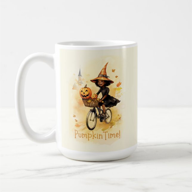 Whimsical Little Black Witch Trädgårdsflagga Kaffemugg (Vänster)