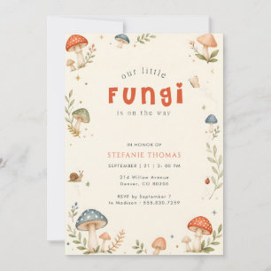 Whimsical Little Fungi Svamp Babyfirande Inbjudningar