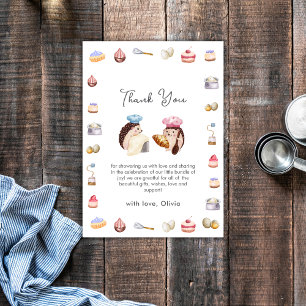 Whimsical Little Hedgehog Chef Baker Baby Shower Tack Kort