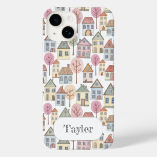 Whimsical Little Houses Illustration Anpassat Namn