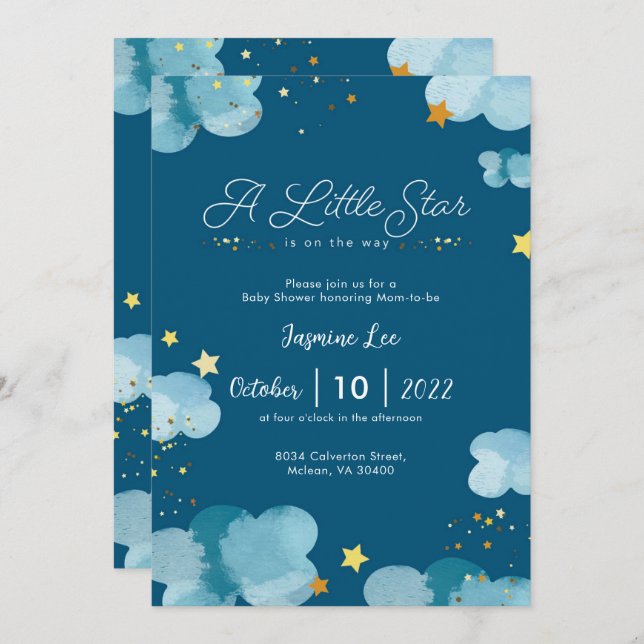 Whimsical Little Star Baby Shower-inbjudan Inbjudningar (Fram/baksida)