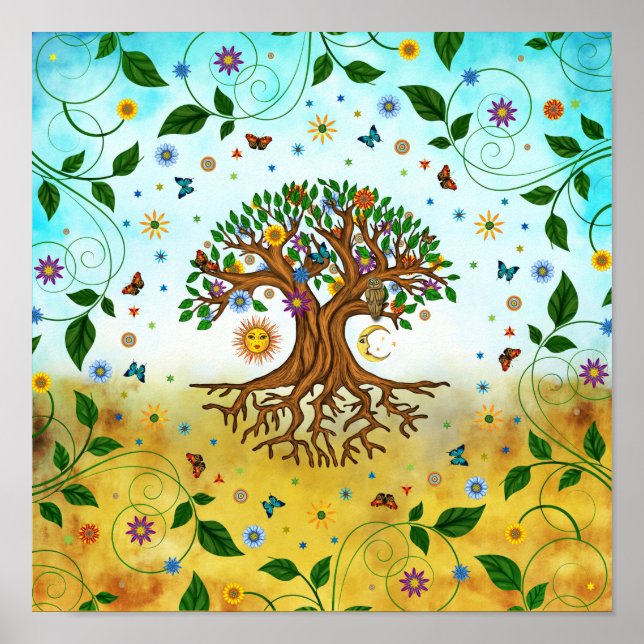 Whimsical Livets träd - Yggdrasil Poster (Framsidan)