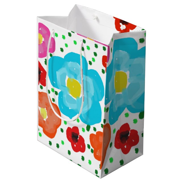 Whimsical Ljus Abstrakt Blommig Mellanstor Present (Baksidan Vinklad)