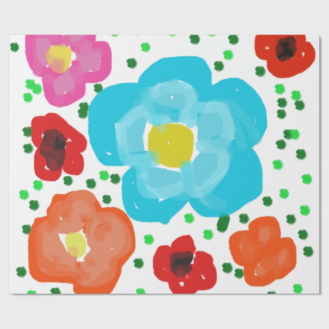 Whimsical Ljus Abstrakt Blommig Presentpapper (Platt)
