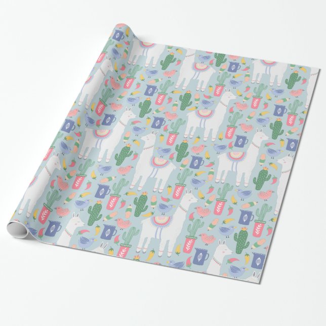 Whimsical Llama och Rainbow Presentpapper (Utrullad)