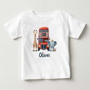 Whimsical London Buss med Giraffe & Elephant T Shirt