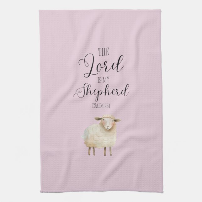 Whimsical Lord är min Herde Psalm 23:1 Kökshandduk (Vertikal)