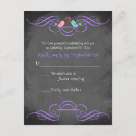 Whimsical Love birds Chalkboard Bröllop OSA Card