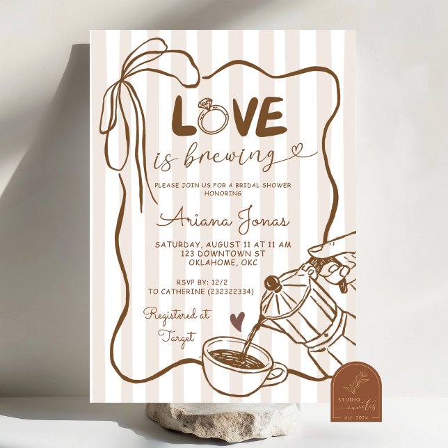 Whimsical Love brygger kaffe Bröllopsdusch Inbjudningar (Skapare uppladdad)