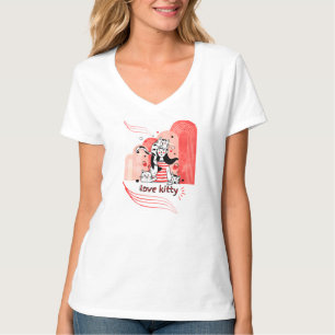 Whimsical "Love Kitty" Klottergrafik  T Shirt