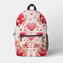 Whimsical Love Pattern Skolbag - Sött Present för