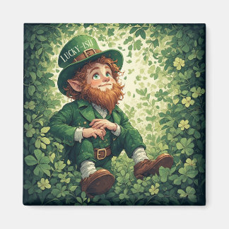 Whimsical Lucky-ish Leprechaun Lush Forest Magical Magnet