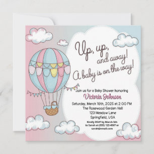 Whimsical Luftballong Baby Shower Inbjudningar