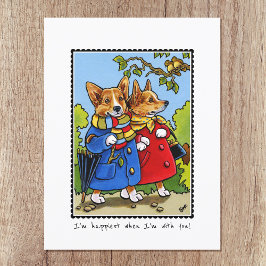 Whimsical Lycklig Corgi Hund Anpassningsbar Vykort