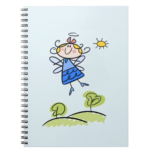 Whimsical Lycklig Flies Angel Fairy Anteckningsbok Med Spiral (Framsidan)