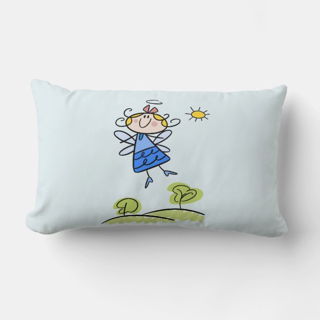 Whimsical Lycklig Flies Angel Fairy Lumbarkudde (Framsida)