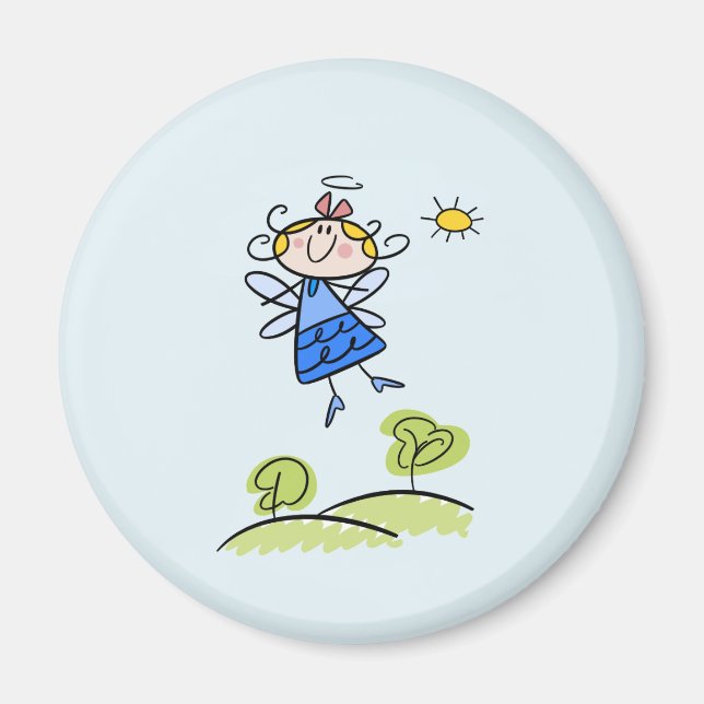 Whimsical Lycklig Flies Angel Fairy Magnet (Framsidan)