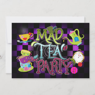 Whimsical MAD TEA PARTY Födelsedagsfest Inbjudan