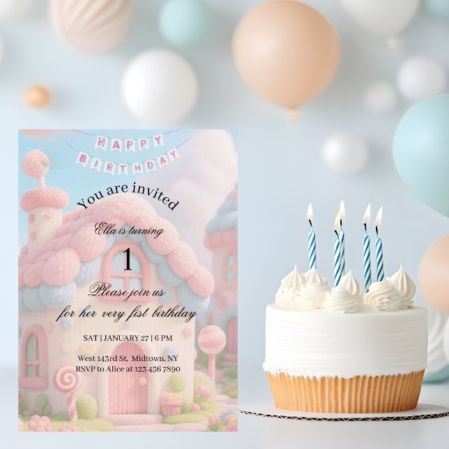 Whimsical Magic House Pink 1st Birthday  Inbjudningar (Skapare uppladdad)