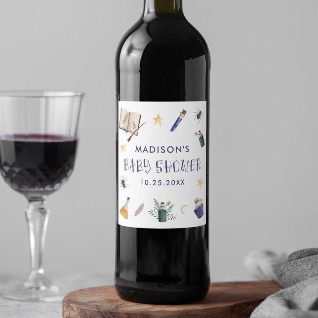 Whimsical Magiska Drycker Halloween Baby Shower Vinflaska Etikett (Skapare uppladdad)