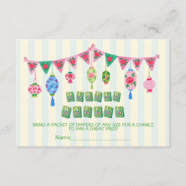 Whimsical Mahjong Baby Shower Blöja Lotteri Kort