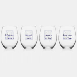 Whimsical Mahjong Toile Wine Glasses - Set of 4