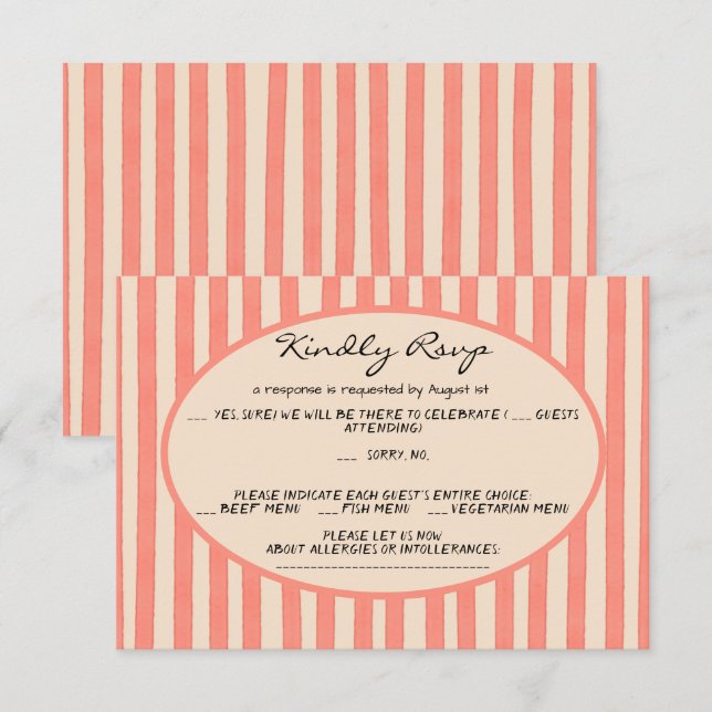 Whimsical Målade Pinstripes Bröllop RSVP-kort Inbjudningar (Fram/baksida)