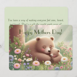 Whimsical Mama & Baby Bear Morsdag Platt Kort