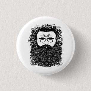 Whimsical Man Beard Mustache Flowers Art Knapp