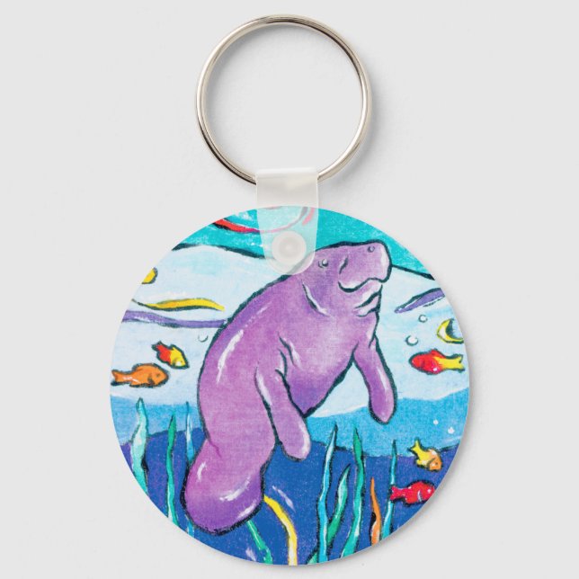 Whimsical Manatee Keychain Nyckelring (Framsida)
