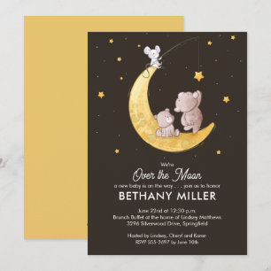 Whimsical Måne och Stars Baby Shower-inbjudningar Inbjudningar